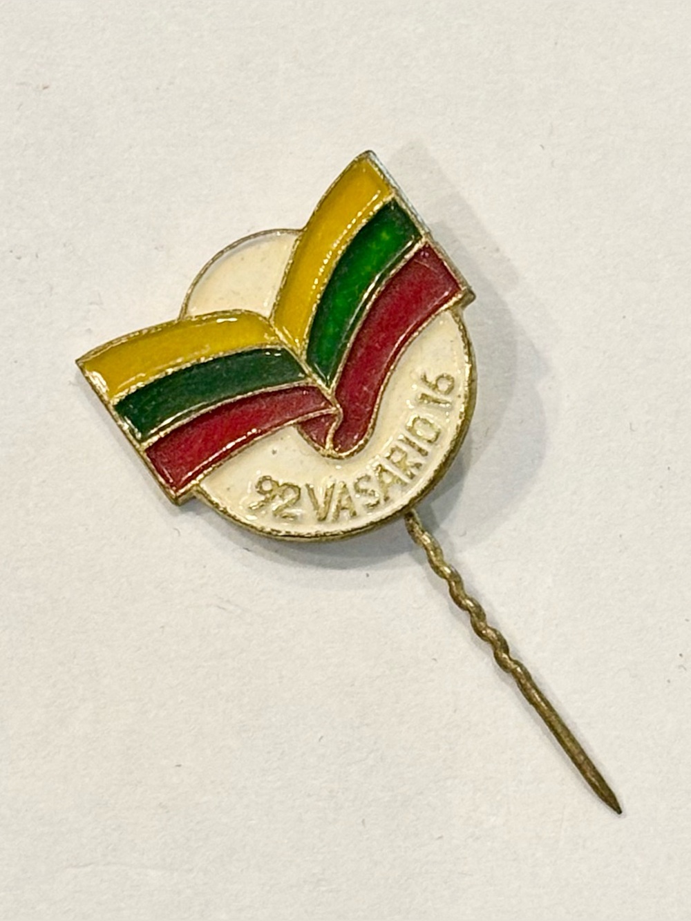 Vintage Vasario Lithuanian Flag Lapel Tie Pin